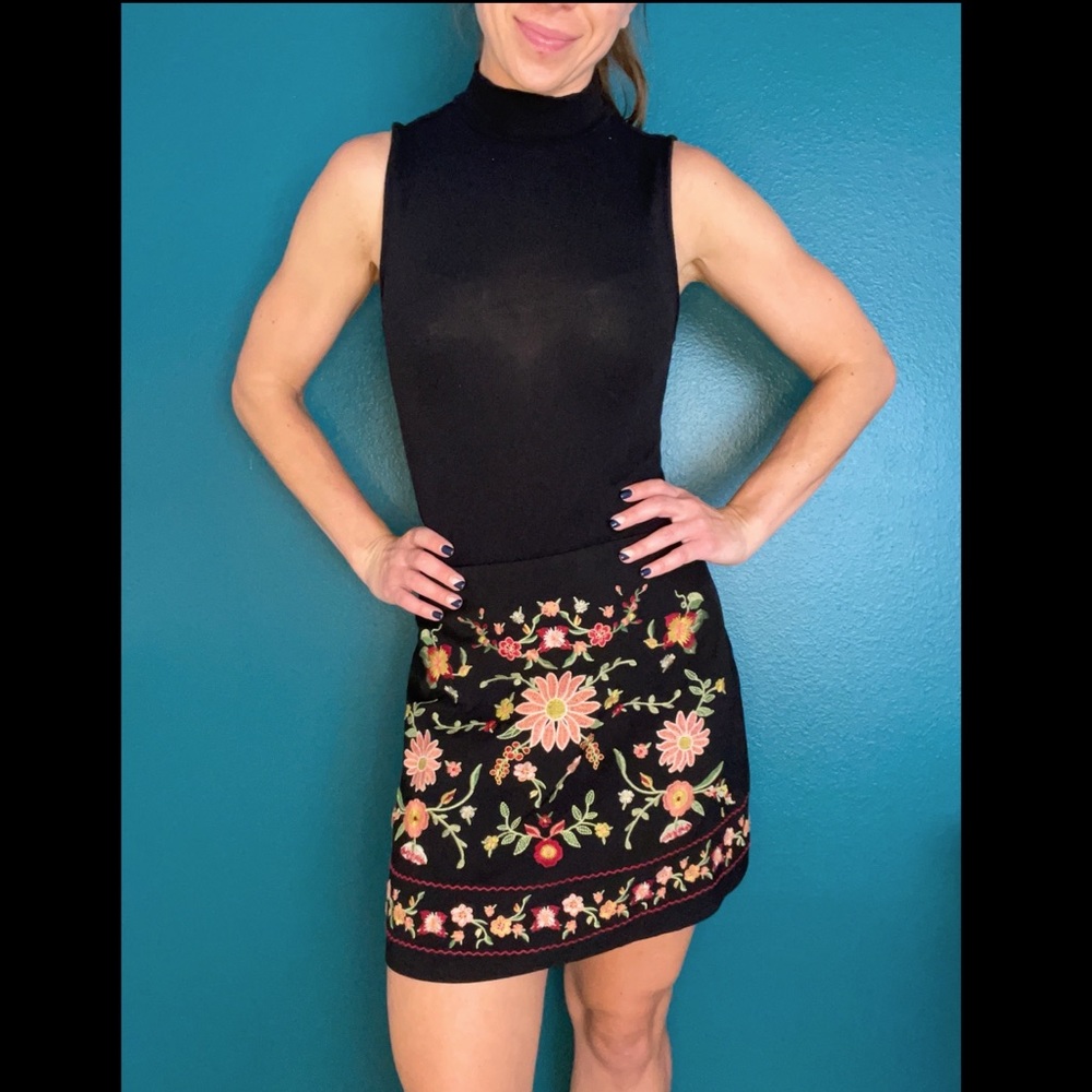 60’s style Black Floral Skirt